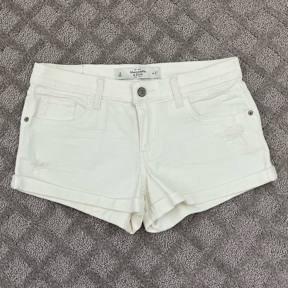 Abercrombie & Fitch White Low Rise Jean Shorts